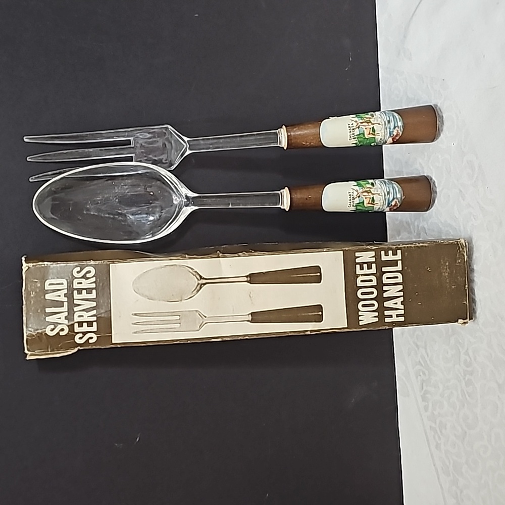 SALAD SERVERS WOODEN HANDLE Set